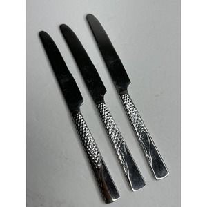 D&V Design And Value Dinner Knife 3 Pc Stainless Flatware Replacement Hammered